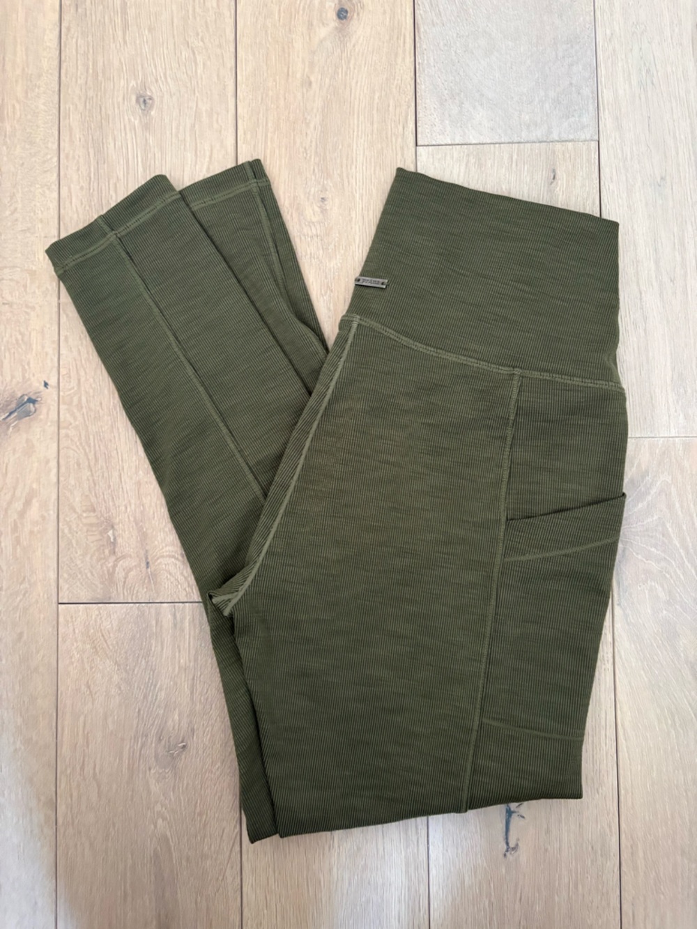 Prana Olive Green Ribbed Leggings